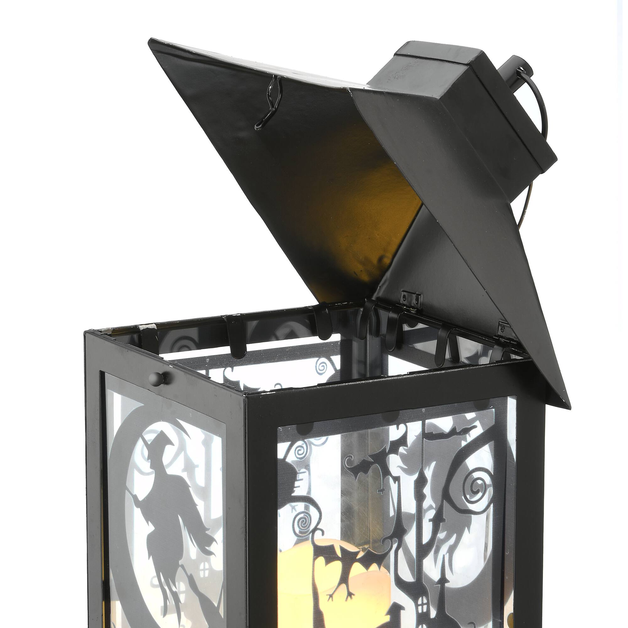 16" Black Halloween Haunted House Lantern